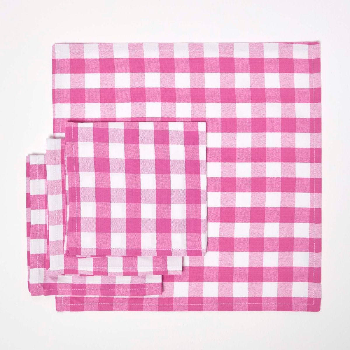 STOFFSERVIETTEN Vichy-Karo pink, 4er-Set 45/45 cm - Pink, Textil (45/45cm) - Homescapes