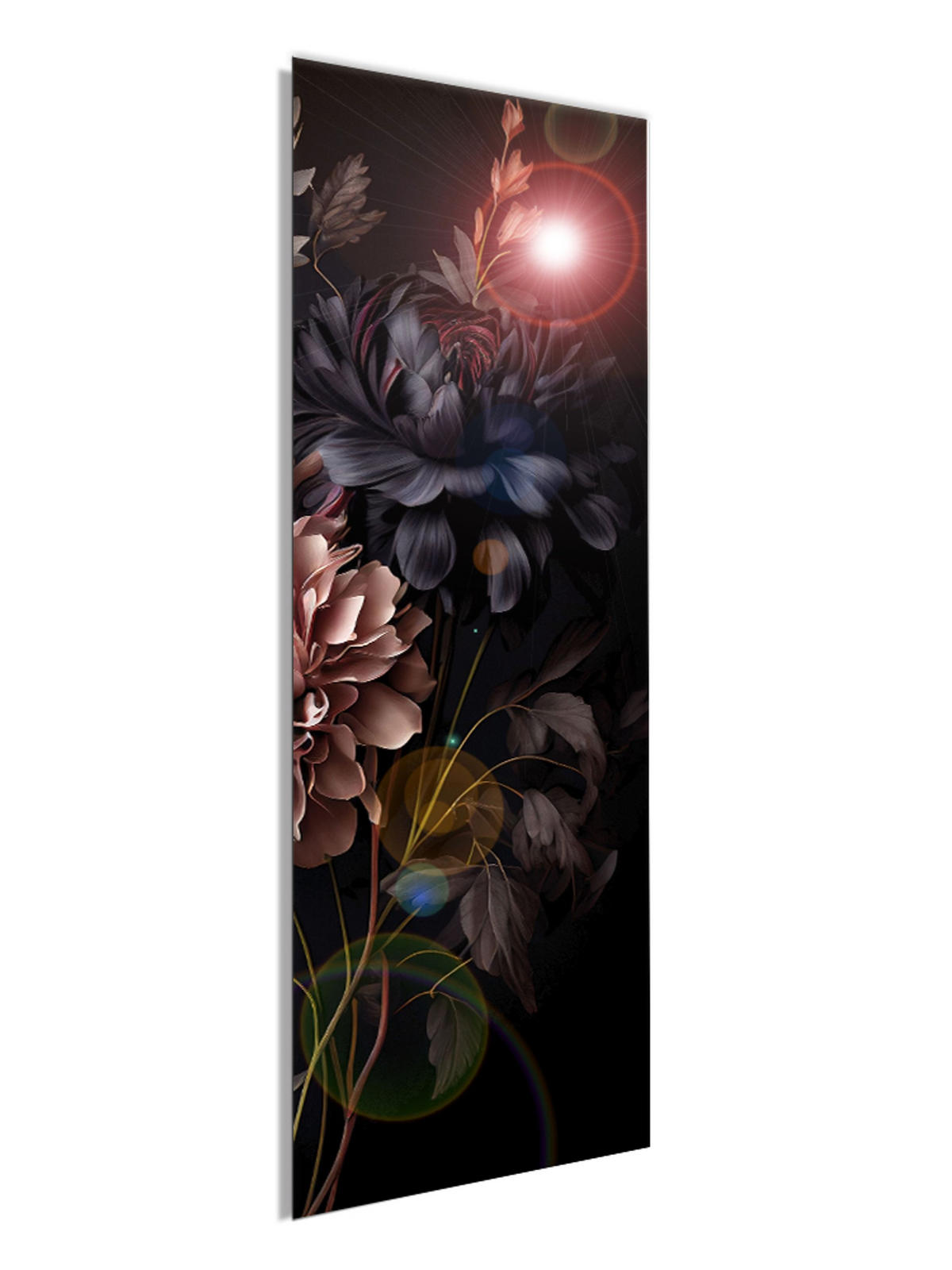 GLASBILD 30x80 cm Blumen schwarz - Rosa, Glas (30/80cm) - artissimo