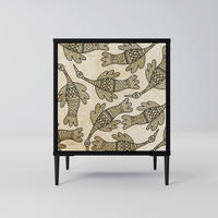 SIDEBOARD ALMONDINE SONGBIRD, Schwarz, 57,5x42x72,5 cm, Schwarze Metallfüße - Multicolor/Schwarz, Holzwerkstoff/Metall (57.5/72.5/42cm) - SpaceRebels