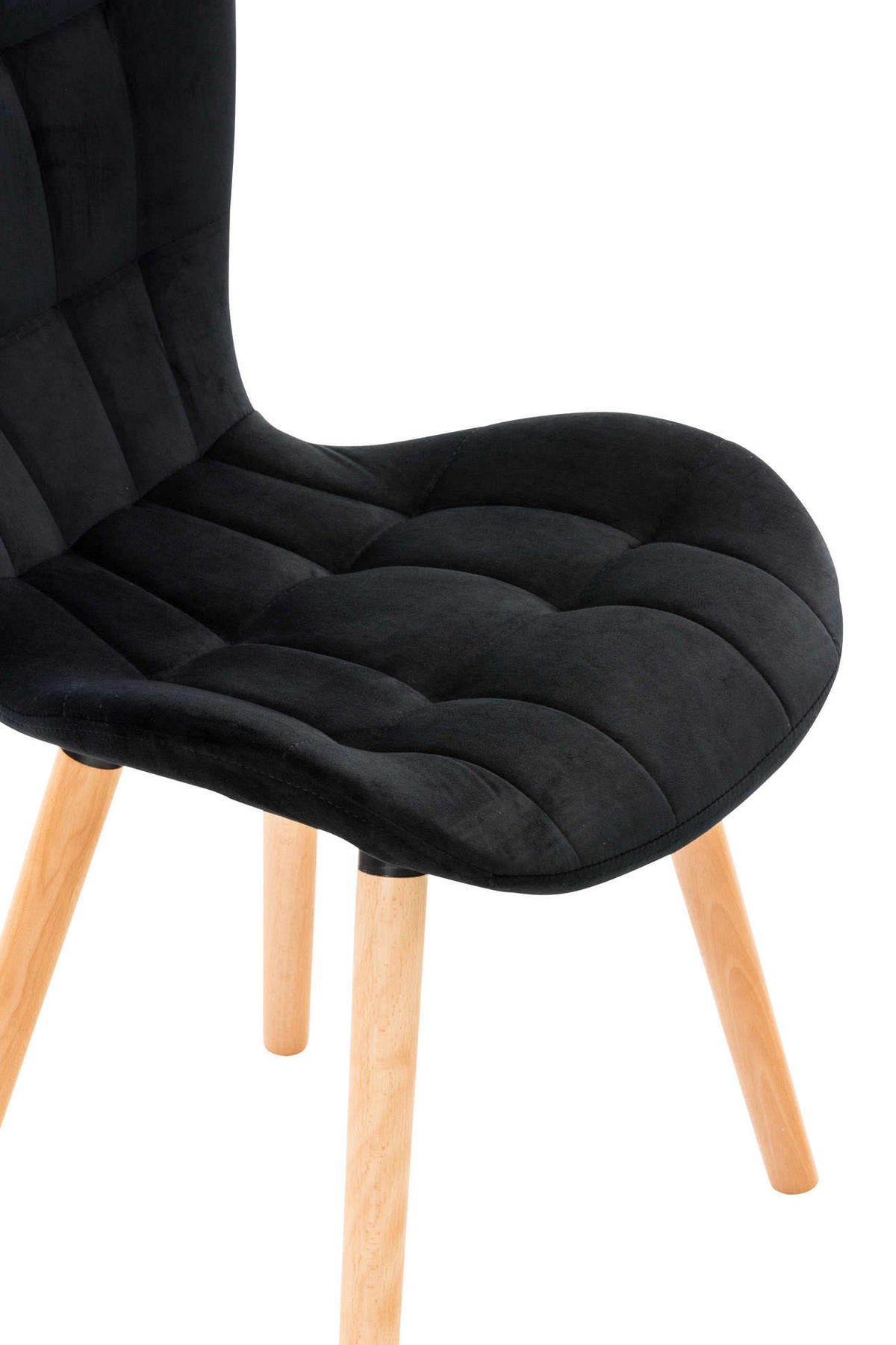 STUHL Samt schwarz - Eukalyptusholzfarben/Schwarz, Holz/Textil (50/88/63cm) - CLP