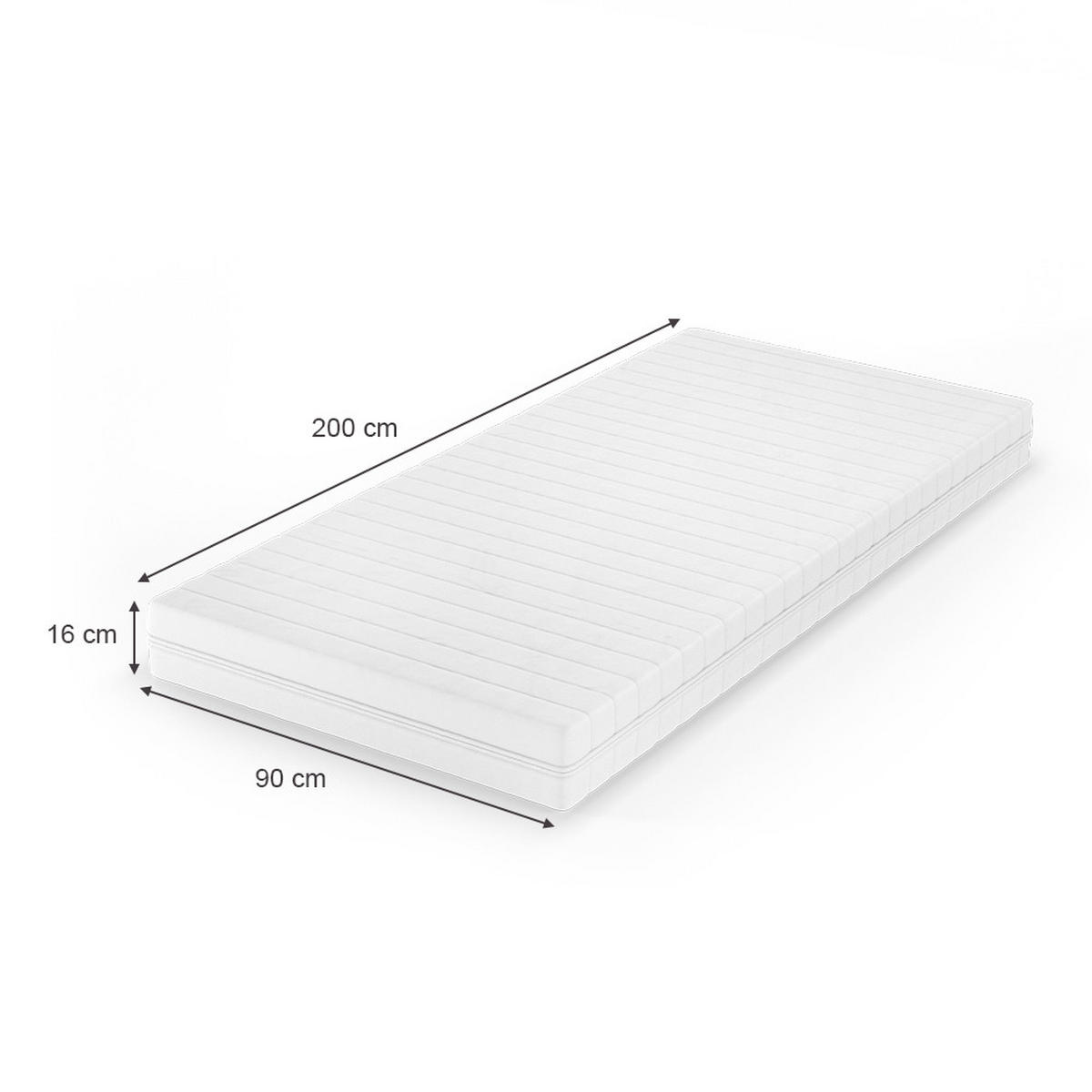KALTSCHAUMMATRATZE Weiß 90 x 200 cm H3 Härtegrad, 7Zonen - Weiß, Textil - VitaliSpa