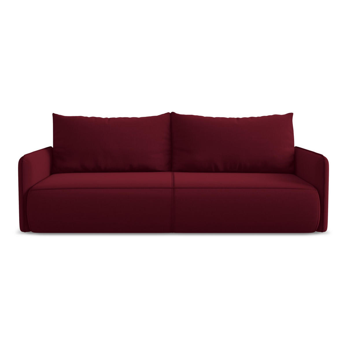 3-SITZER SOFA mit Schlaffunktion Samt Stoff Rot - Bordeaux/Rot, Kunststoff/Textil (216/86/105cm) - LaMiaSofa