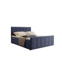 BOXBETT Mit Bettkasten Matratze Topper AMOR Marineblau 200x200 cm H2-Pocket - Schwarz/Dunkelblau, Holz/Holzwerkstoff (200/200cm) - Kaiser Möbel
