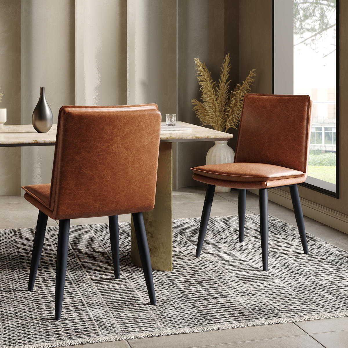 STUHL-SET DE-35795 2 Stück mit doppellagigen Kissen Braun - Braun, Metall (57/84/49cm) - ComfortXL