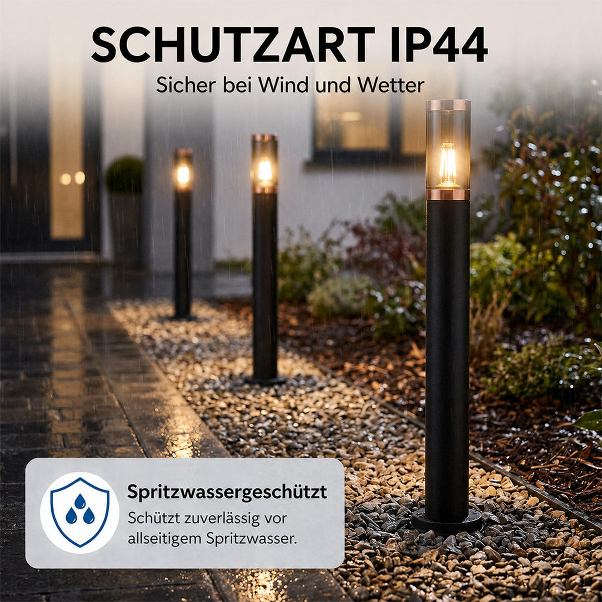 LED STEHLEUCHTE Edelstahl Schwarz rauch 2er Set - Schwarz, Metall (12.7/12.7/80cm) - Globo Lighting