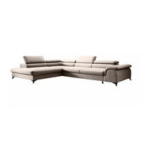 ECKSOFA PLAZA L Links mit Schlaffunktion 125x195 Velours Beige - Beige/Schwarz, Holz/Kunststoff (205/275cm) - Muffo