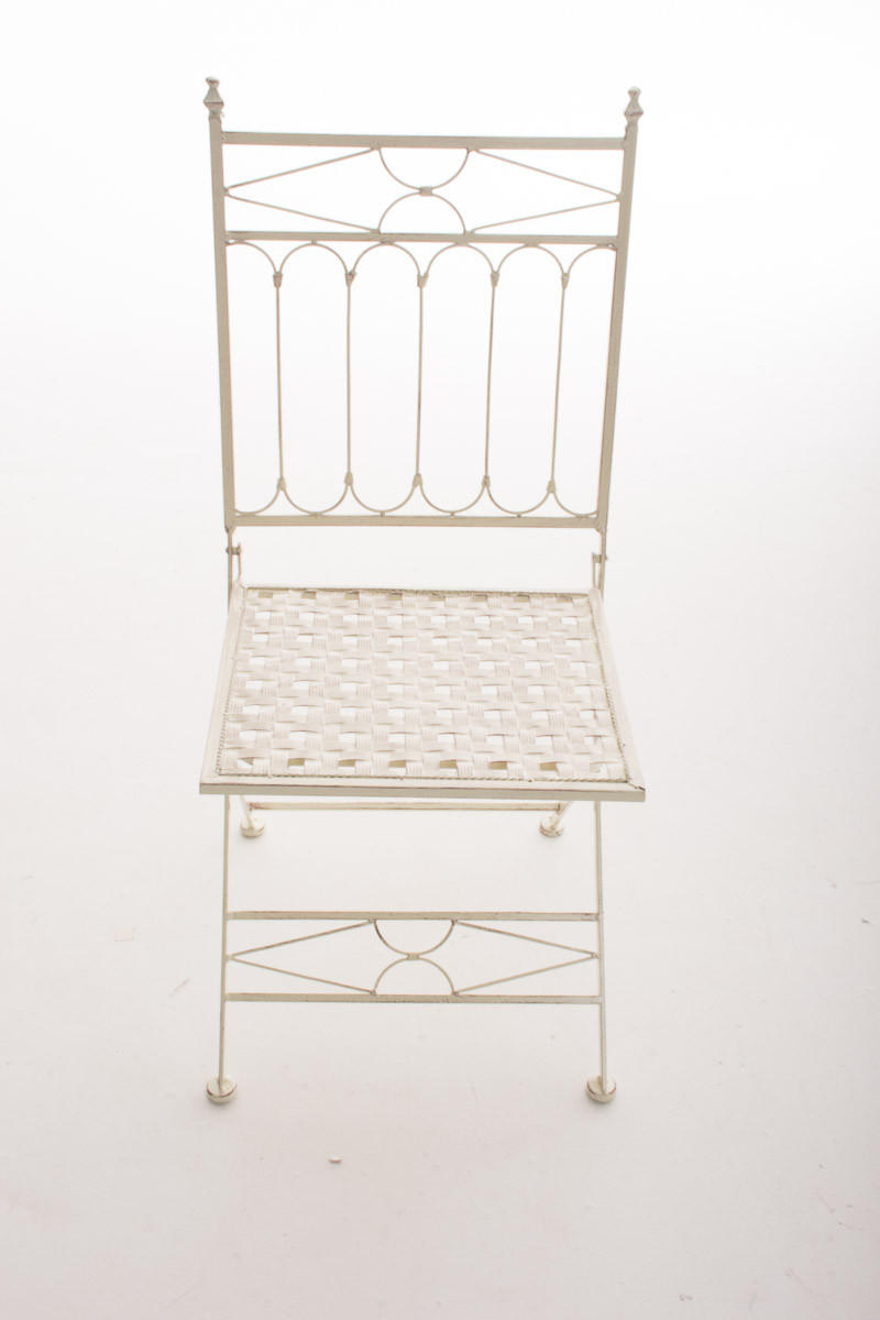 GARTENKLAPPSTUHL Metall Antik-Creme - Creme, Metall (40/95/40cm) - CLP