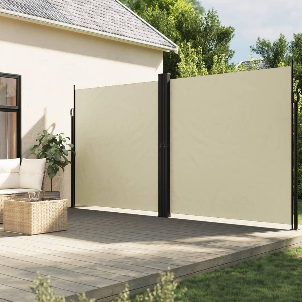 SEITENMARKISE Ausziehbar Creme 220x1000 cm - Creme, Textil (1000/220/1000cm) - furnicato