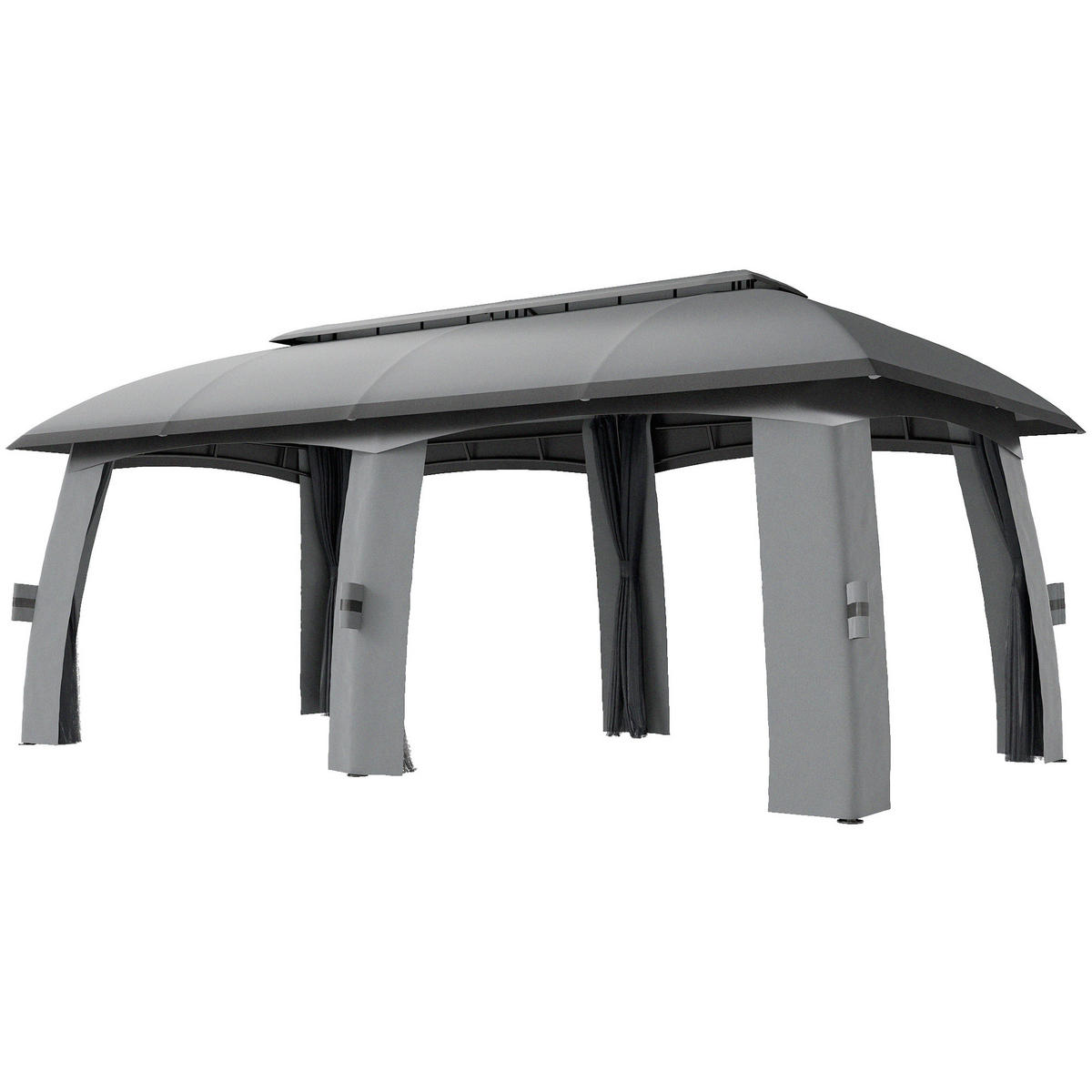 PAVILLON, Partyzelt, mit Fliegennetzen, Winddach, bis 15 Personen, dunkelgrau, 3 x 6 x 3 m - Dunkelgrau, Metall (300/278/600cm)