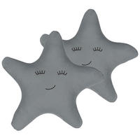 DEKOKISSEN 2er-Set Grau 40/40 cm Bhopal - Grau, Naturmaterialien/Textil (40/40cm) - Beliani