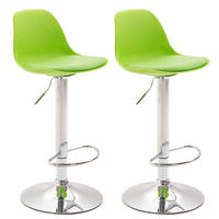 BARHOCKER 2er Set Lederlook grün - Chromfarben/Grün, Kunststoff/Textil (39/82/43cm) - CLP