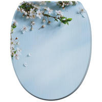 WC-SITZ mit Absenkautomatik & Top Fix Sakura - Blau, Holzwerkstoff (37.7/5.5/48cm) - Sanilo