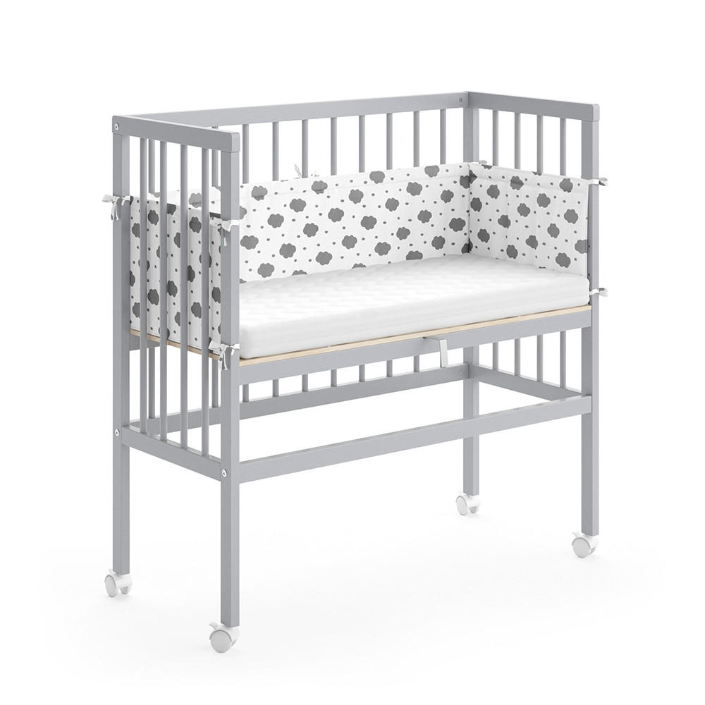 BEISTELLBETT Sophie Grau 94 x 90 cm 1 Seitenschiene - Grau, Holz (94/96/90cm) - VitaliSpa