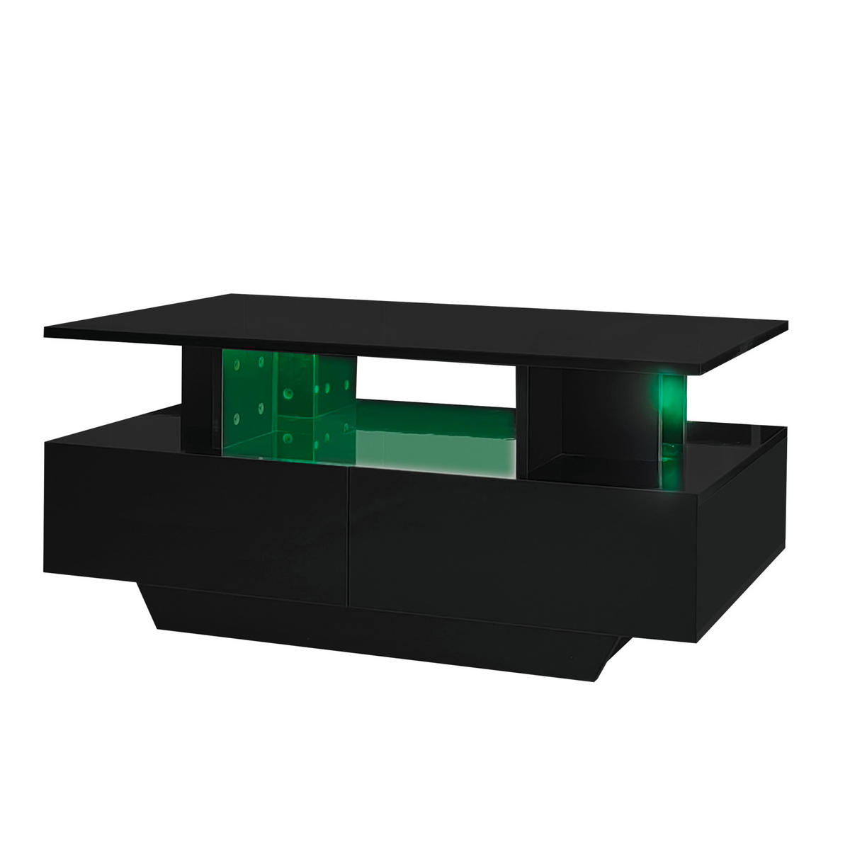 COUCHTISCH aus Spanplatte 90x55x41 cm in Schwarz mit LED-Beleuchtung - Schwarz, Holzwerkstoff (90/55/41cm) - Modfu