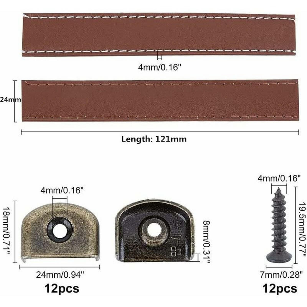 MÖBELGRIFF Braun 6er-Set 96 mm Leder - Schwarz, Metall (0.7/0.5/9.6cm)