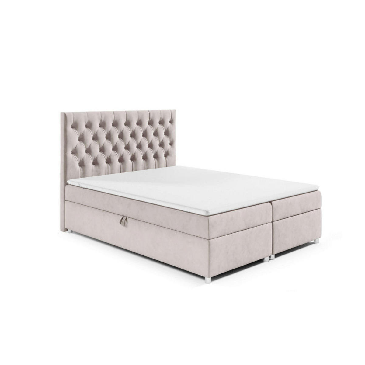 BOXBETT mit Bettkasten Trinity K-14 Bonellfederkern inkl. Topper - Creme, Holz/Holzwerkstoff (200/200cm) - Best For Home