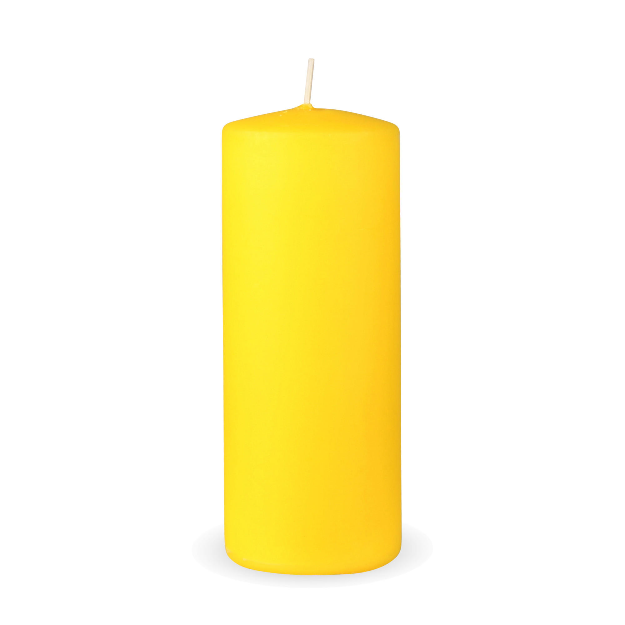 STUMPENKERZEN "Gelb", Größe Ø7cm x Höhe: 16 cm - Hellgelb, Naturmaterialien (7/16cm) - HS Candle