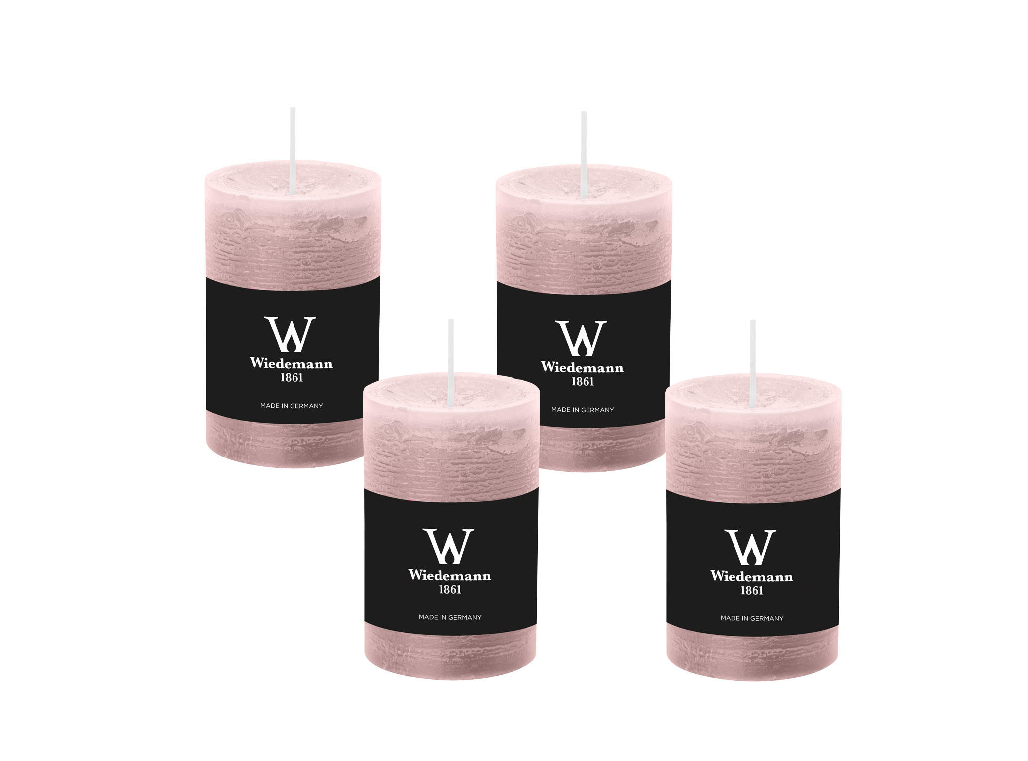 STUMPENKERZE Rustik Rosé 130 x 78 mm, 4er Adventskerzen-Set - Rosa, Paraffin (13cm) - Wiedemann Kerzen