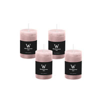 STUMPENKERZE Rustik Rosé 130 x 68 mm, 4er Adventskerzen-Set - Rosa, Paraffin (13cm) - Wiedemann Kerzen