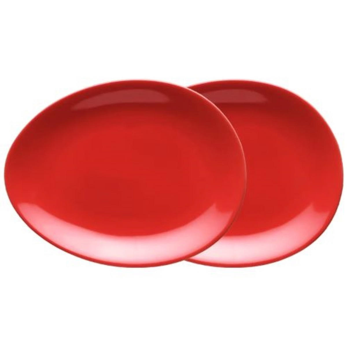 TELLER Set oval 2 tlg. red - Rot, Keramik (17cm) - Luigi Colani Porzellan
