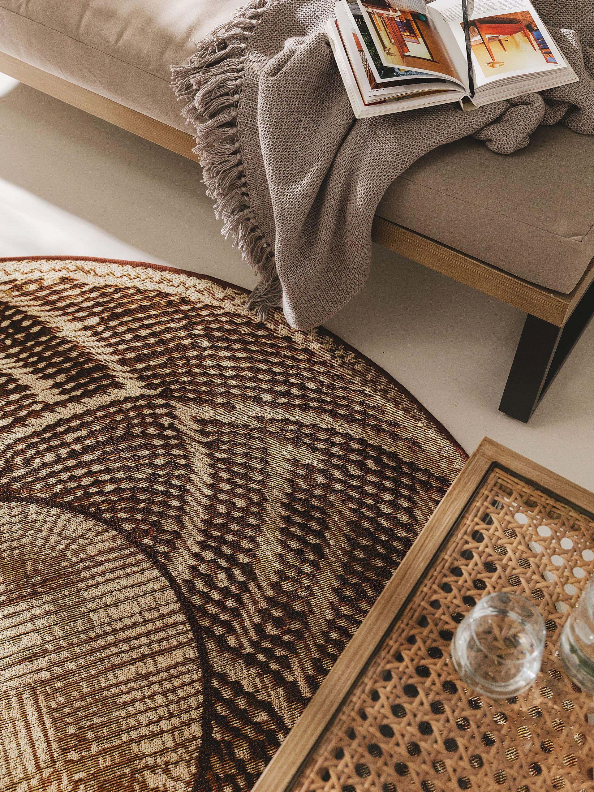 Thumbnail - benuta Nest Outdoorteppich, Gold, Textil, Rund, 160x160 cm, Oeko-Tex® Standard 100, wasserabweisend, Teppiche & Böden, T...