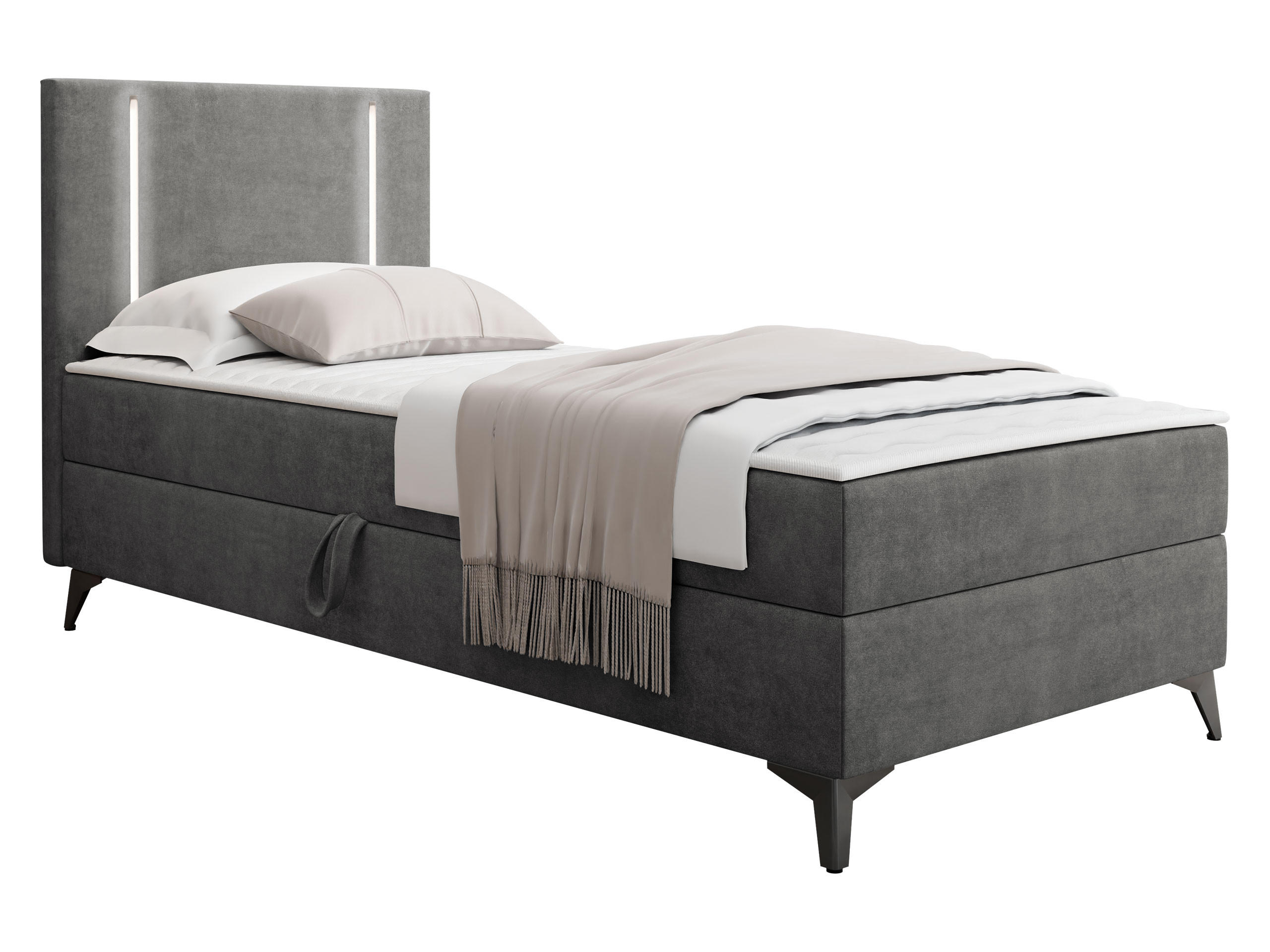 BOXBETT Ono 1, Setite: Links - Schwarz/Grau, Holz/Textil (90/200cm) - MIRJAN24