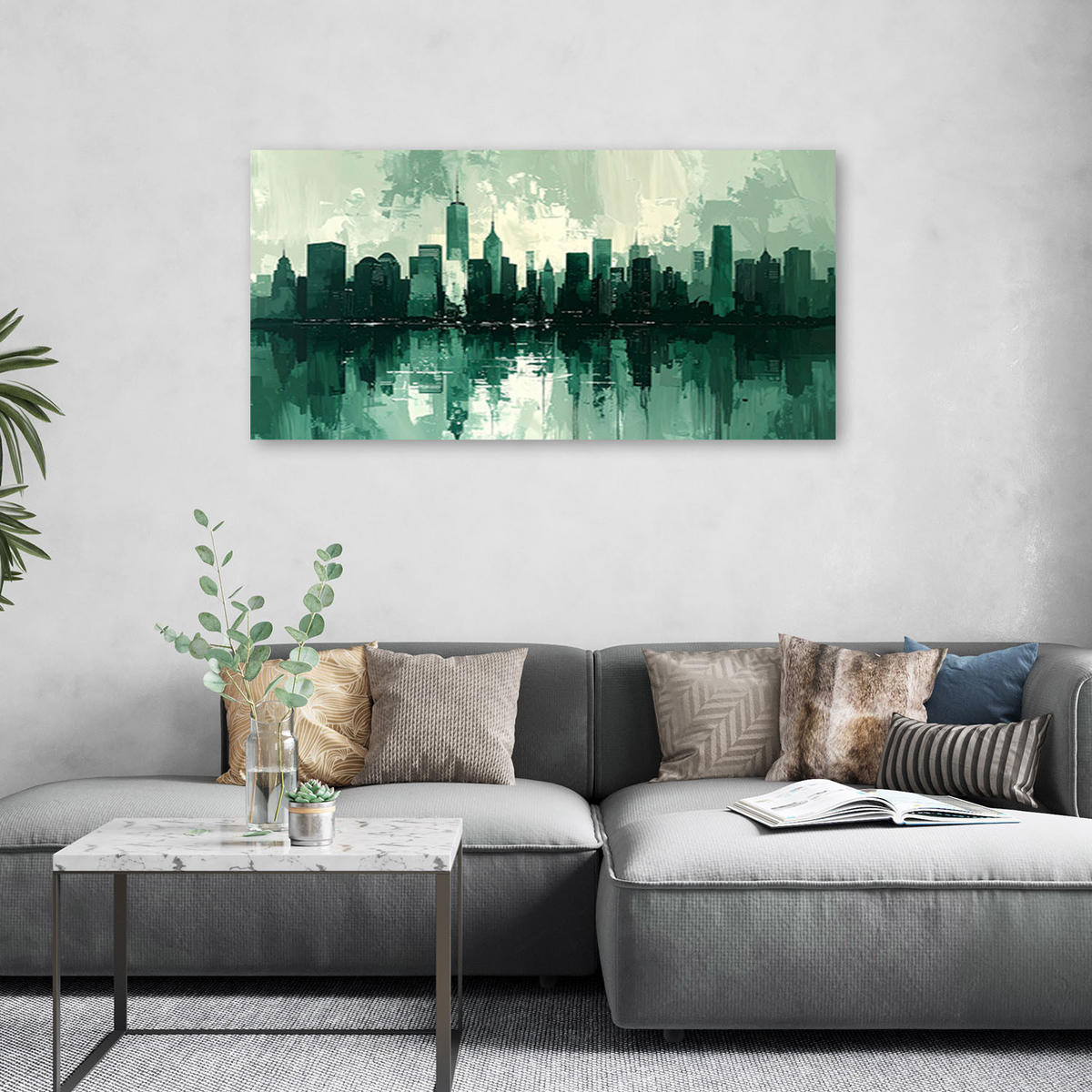 LEINWANDBILD Städte & Architektur 80x40cm - Grün, Textil (80/40cm) - Feeby