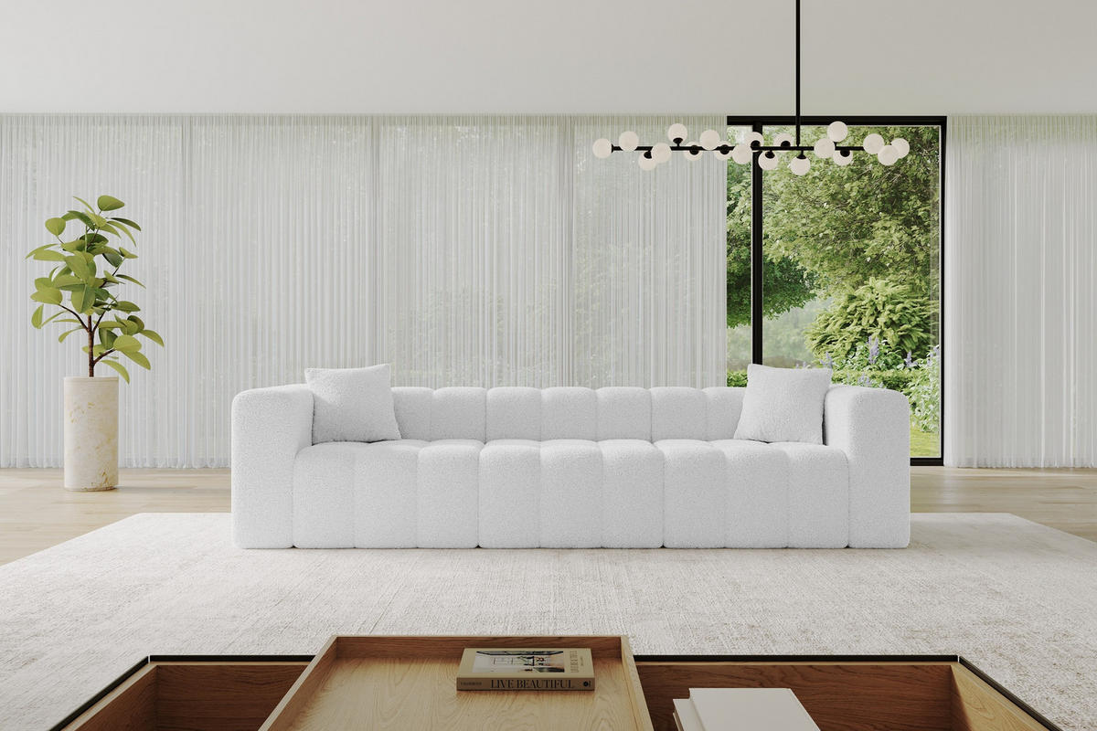 POHOVKA 3-MÍSTNÁ DONY-3 315x90x71 cm Bílá Buklé - bílá/černá, kompozitní dřevo/textil (315/71/90cm) - ALTDECOR
