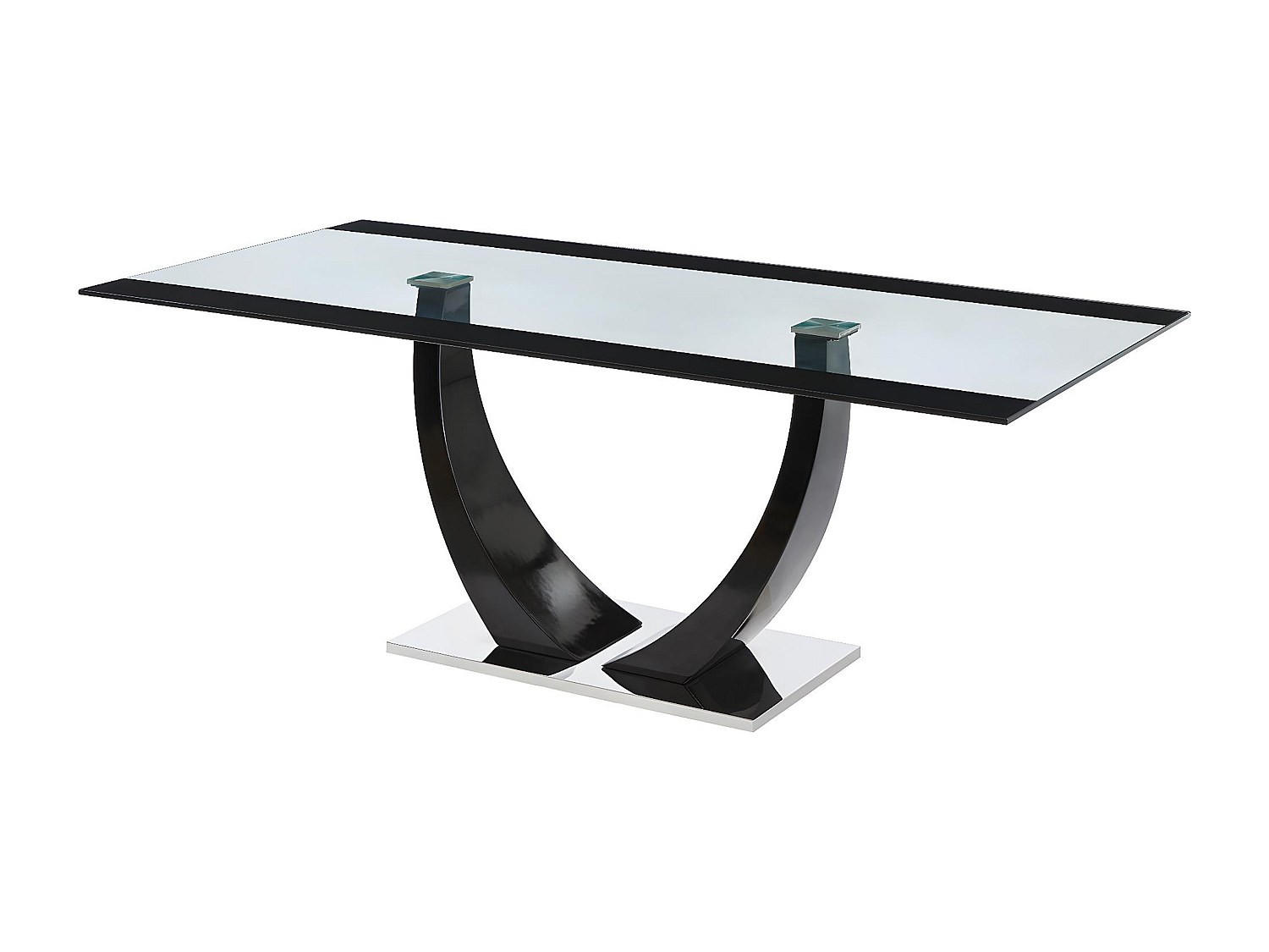 ESSTISCH - 8 Personen - MDF & Glas - Schwarz - MEZZO - Transparent, Glas (200/100/74.5cm) - Vente-Unique