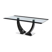 ESSTISCH - 8 Personen - MDF & Glas - Schwarz - MEZZO - Transparent, Glas (200/100/74.5cm) - Vente-Unique