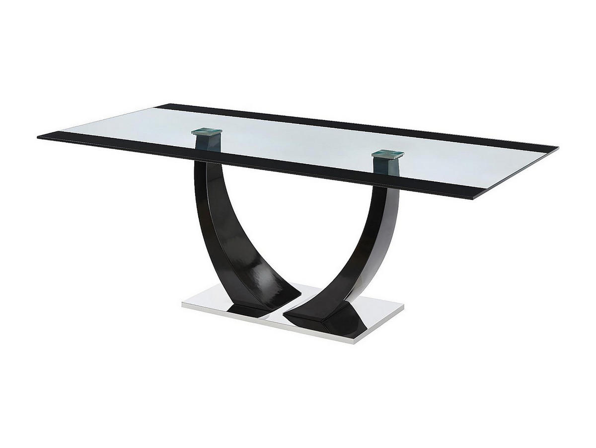 ESSTISCH - 8 Personen - MDF & Glas - Schwarz - MEZZO - Transparent, Glas (200/100/74.5cm) - Vente-Unique