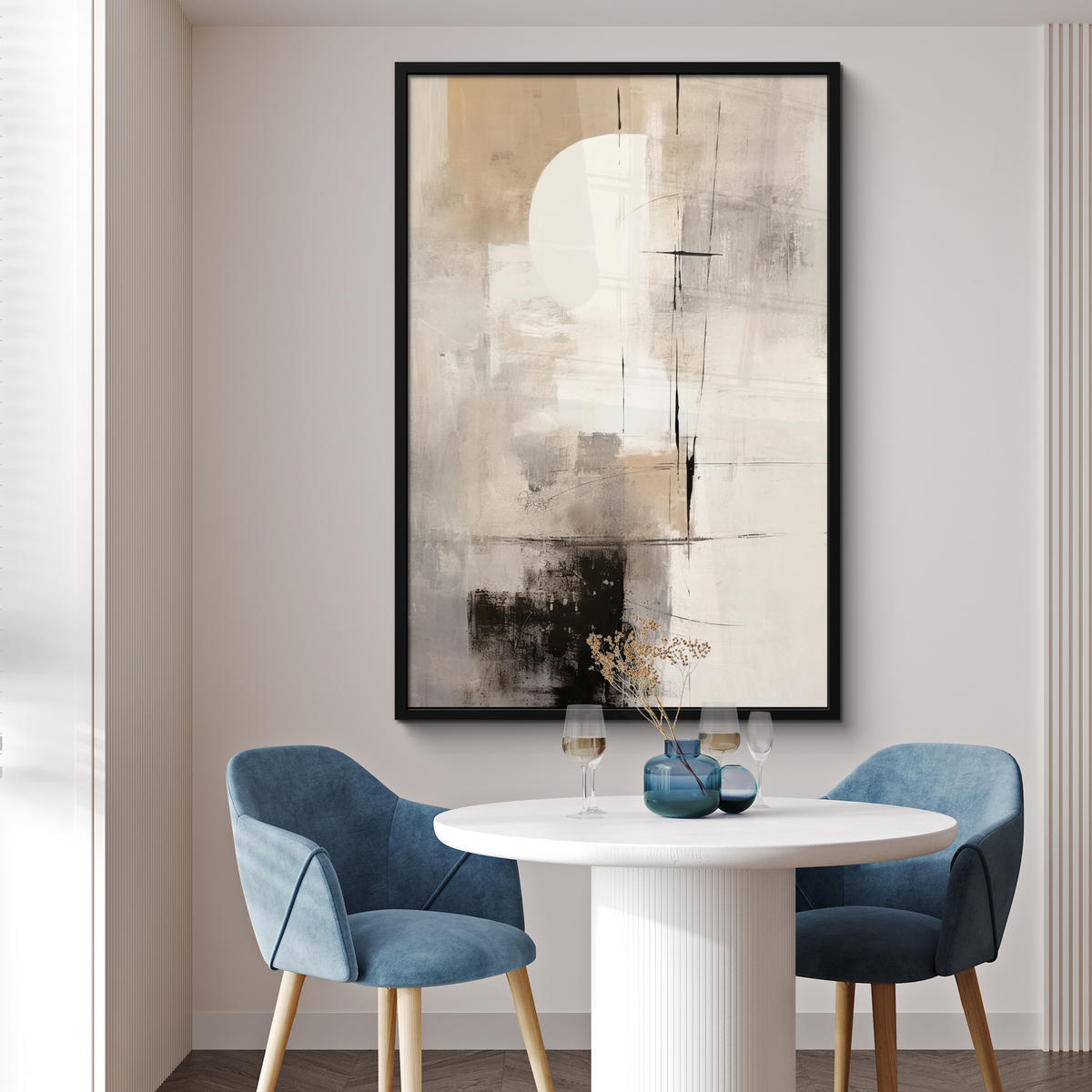 GERAHMTES BILD Abstrakt - Kunst - Grau 80x120 cm - Hellgrau, Papier (80/120cm) - MuchoWow