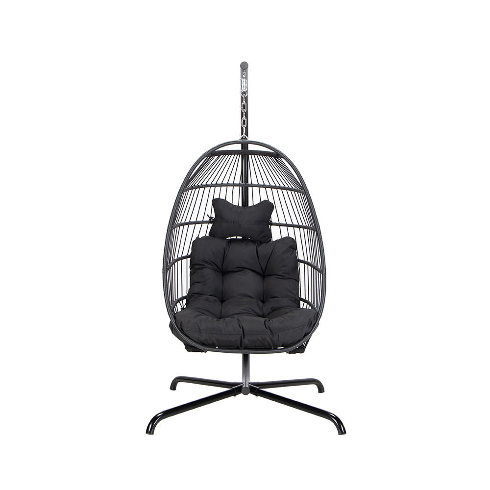 FALTBARER HÄNGESESSEL LOMA - Schwarz, 1-Sitzer - Schwarz, Kunststoff (86/118/72cm) - Home Deluxe