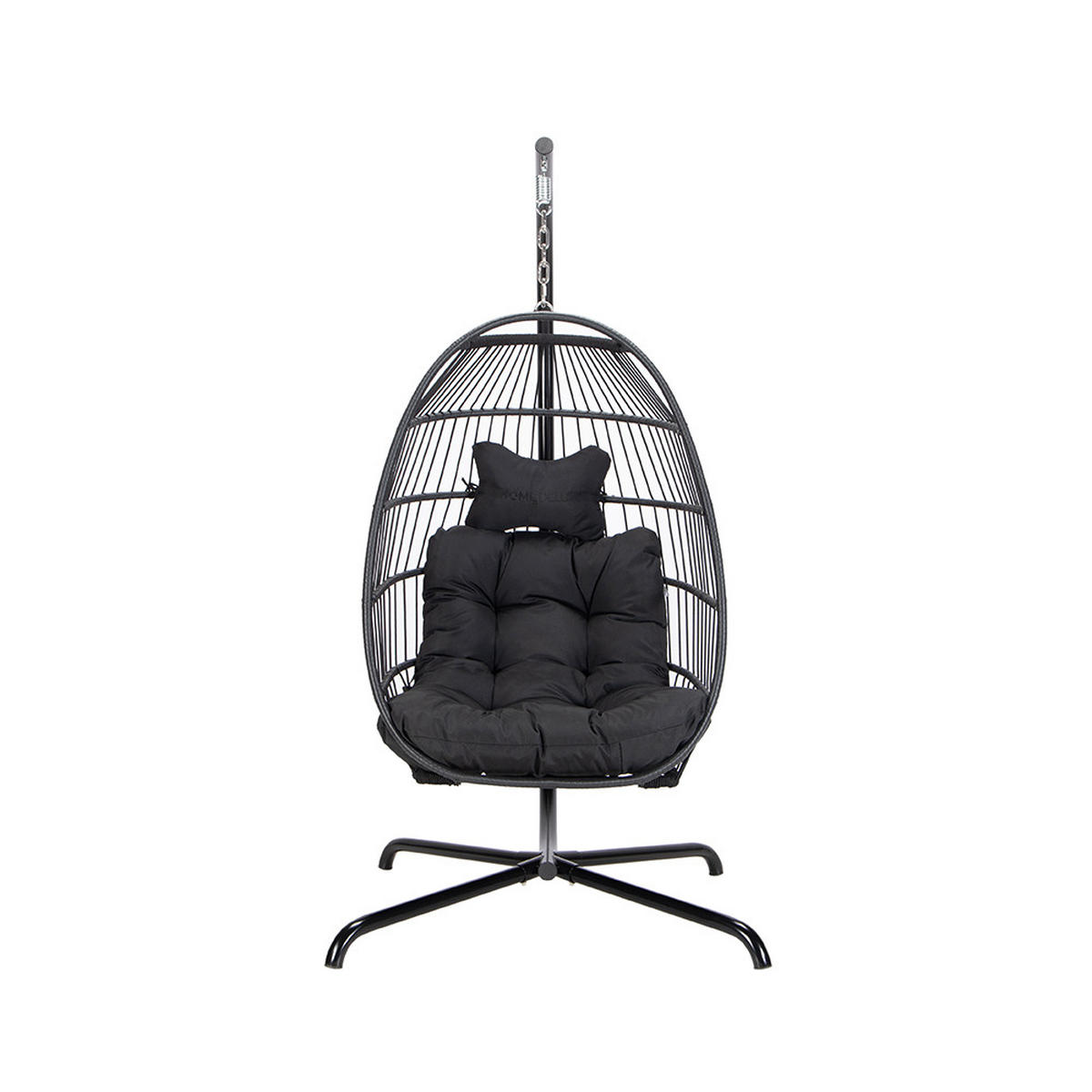 FALTBARER HÄNGESESSEL LOMA - Schwarz, 1-Sitzer - Schwarz, Kunststoff (86/118/72cm) - Home Deluxe