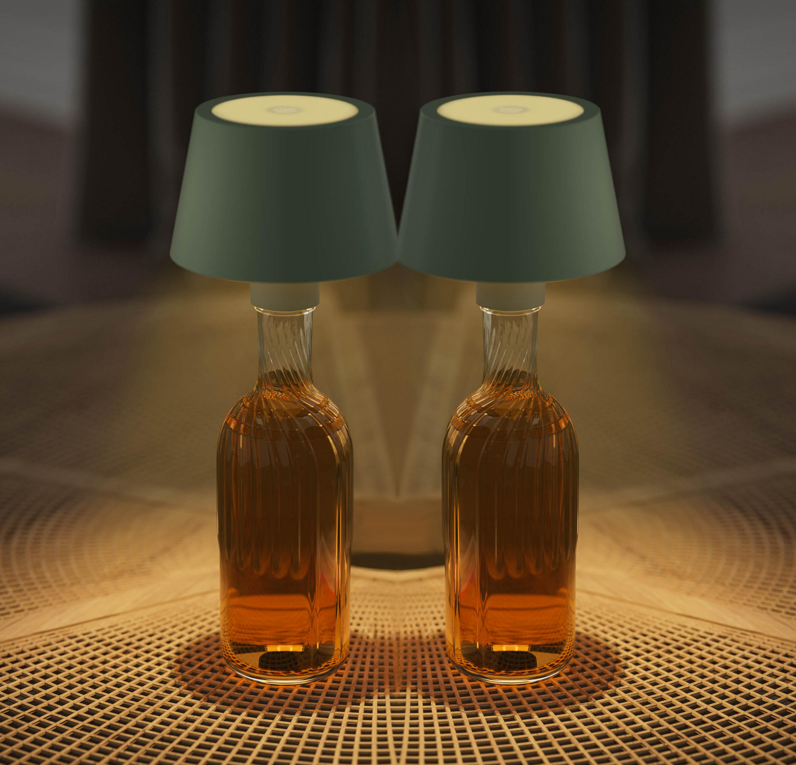 LED-AKKU-FLASCHENLAMPE - dimmbar mit Touchsensor und USB-C Aufladung für drinnen und draußen, 2er-Set - Grün, Metall (11/11/12.5cm) - Northpoint