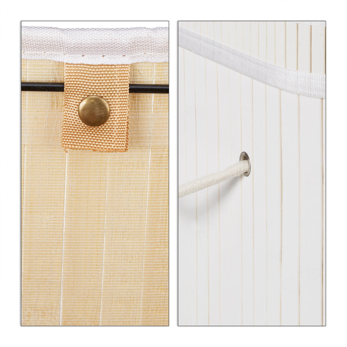WÄSCHEKORB - Weiß, Holz/Textil (55/63/35cm) - Relaxdays