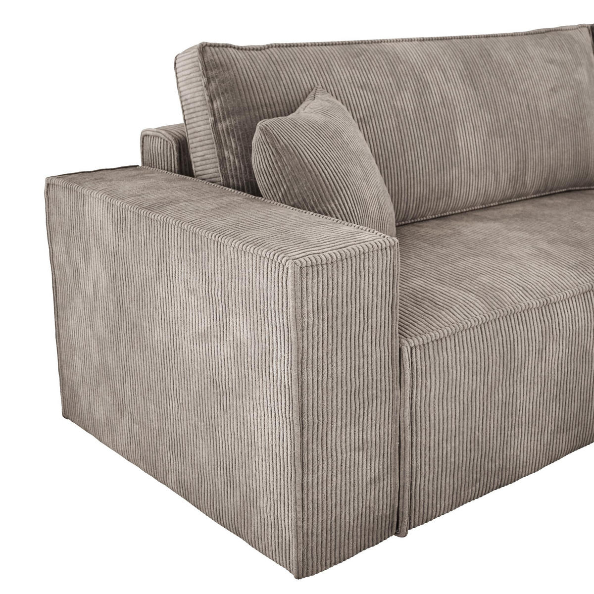 ECKSOFA POSO XL UNIVERSAL, Schlaffunktion und Lattenrost - L-Form, Cord, Federung auf Wellfedern, 274x143x83 cm, Rechts Beige - Beige, Holz/Textil (277/143cm) - DomoHome