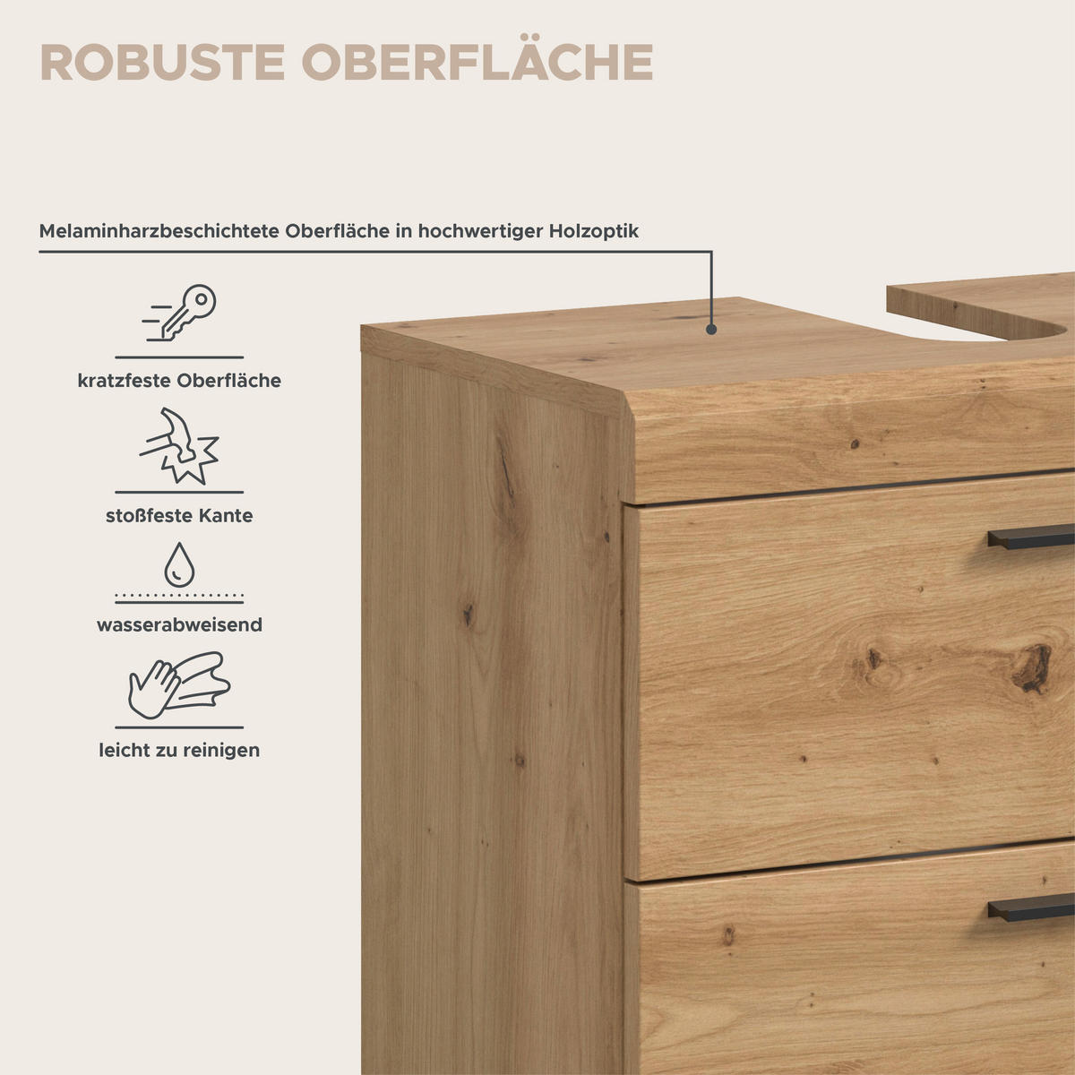 BADEZIMMER Vento 2-tlg. (B/H/T: ca. 60/191/34 cm) in Artisan Eiche /Artisan Eiche - Eichefarben, Holz (60/191/34cm)