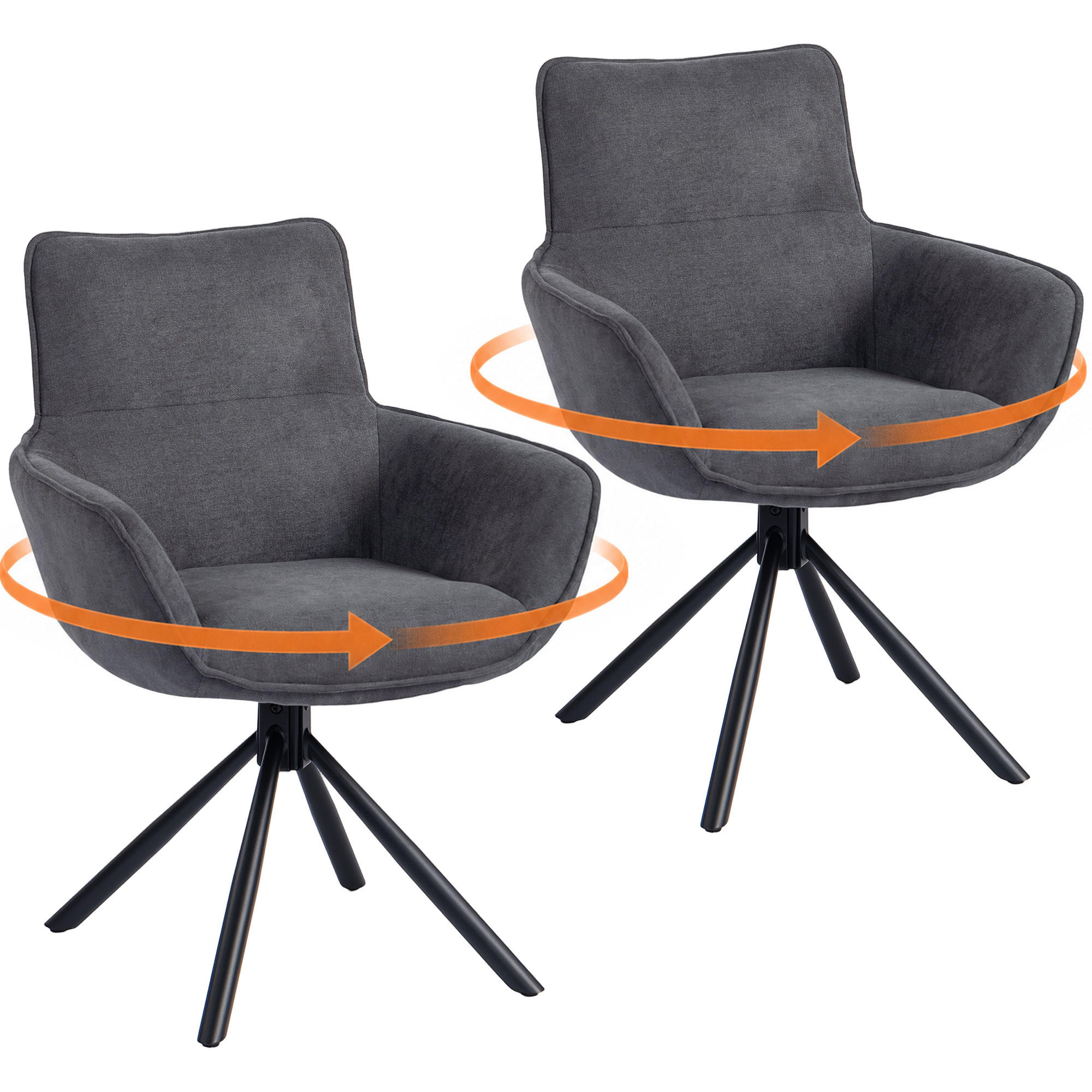STÜHLE Dunkelgrau 2 Stück - Dunkelgrau, Naturmaterialien (64/87/67cm) - GiPP