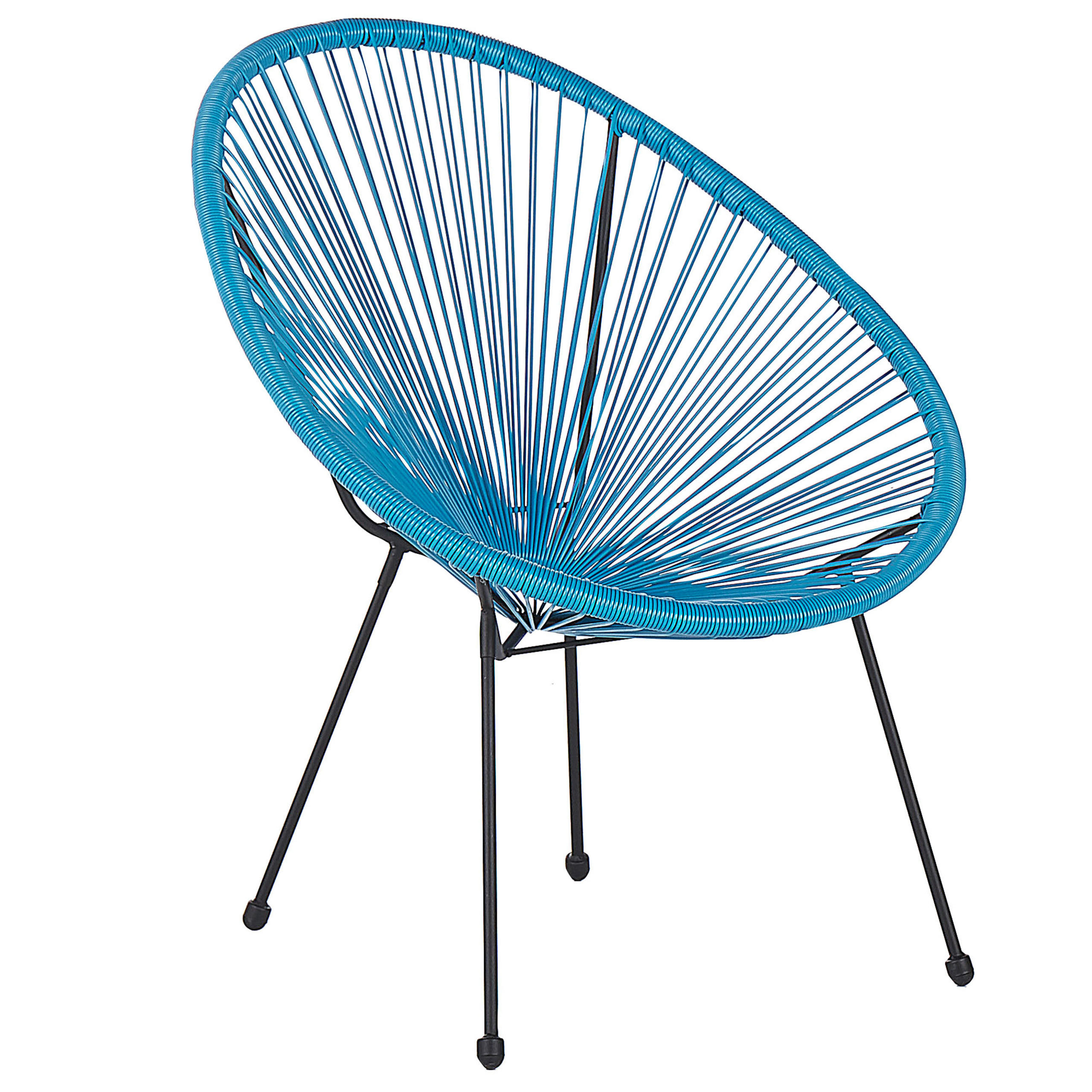RATTANSTUHL Kunststoff blau 70 cm Acapulco II - Blau/Schwarz, Kunststoff (70/87/90cm) - Beliani
