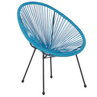 RATTANSTUHL Kunststoff blau 70 cm Acapulco II - Blau/Schwarz, Kunststoff (70/87/90cm) - Beliani