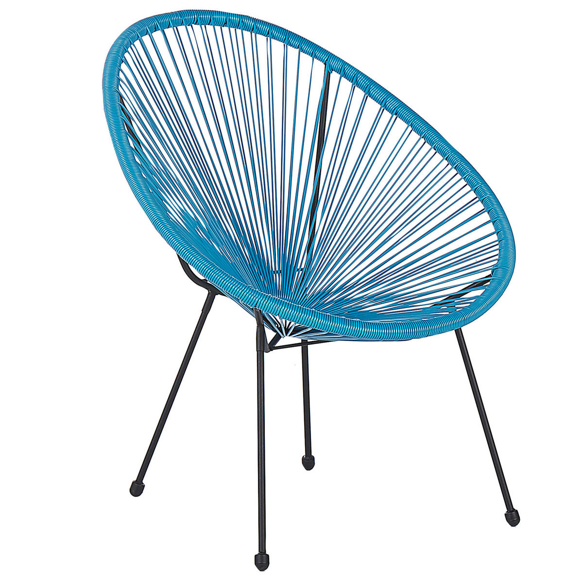 RATTANSTUHL Kunststoff blau 70 cm Acapulco II - Blau/Schwarz, Kunststoff (70/87/90cm) - Beliani