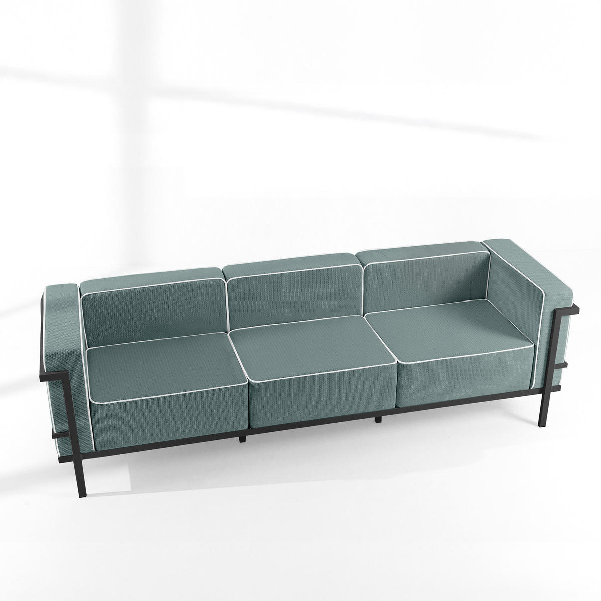 GARTENSOFA TRIGLO 3-Personen, Stahlrahmen, Modern, Dunkelgrau - Dunkelgrün/Dunkelgrau, Textil/Metall (229/70/69cm) - KONSIMO®