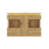 SIDEBOARD mit LED/USB-C Ladestation, Glastüren, 120x40x79,5 cm - Eichefarben/Schwarz, Holz (120/79.5/40cm) - LVHOM