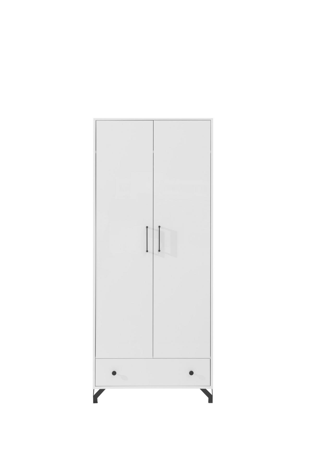 DREHTÜRENSCHRANK LANZA 80/190/50cm 2-türig Weiß - Weiß, Holzwerkstoff (80/190/50cm) - MASSENO