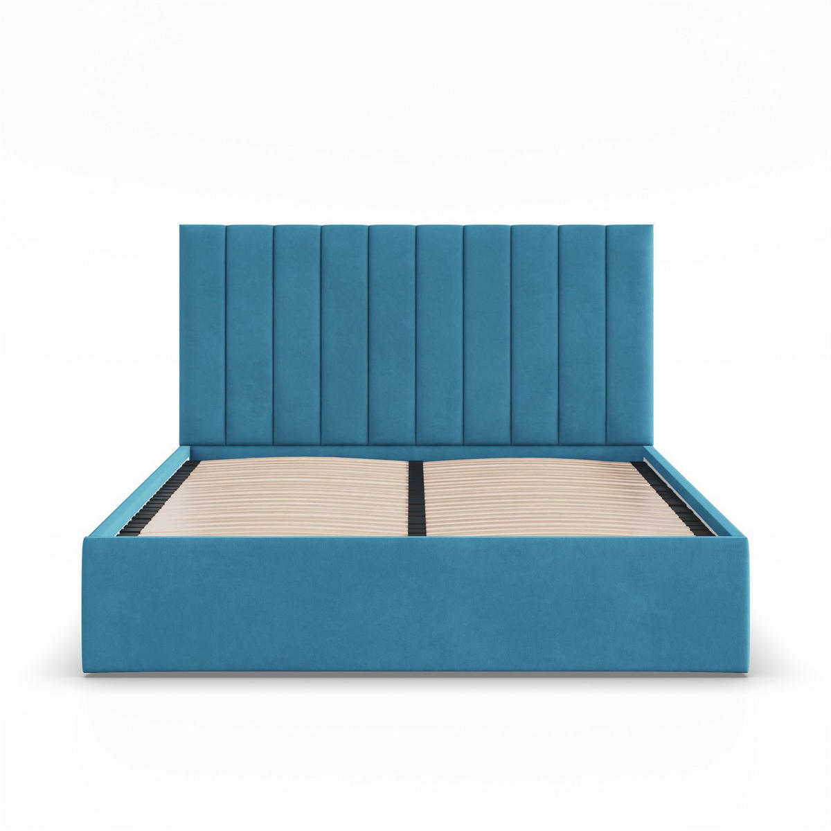 POLSTERBETT MIT KOPFTEIL 180x200 ohne Bettkasten POLLA, Blau - Blau, Textil (180/200cm) - Mebligo