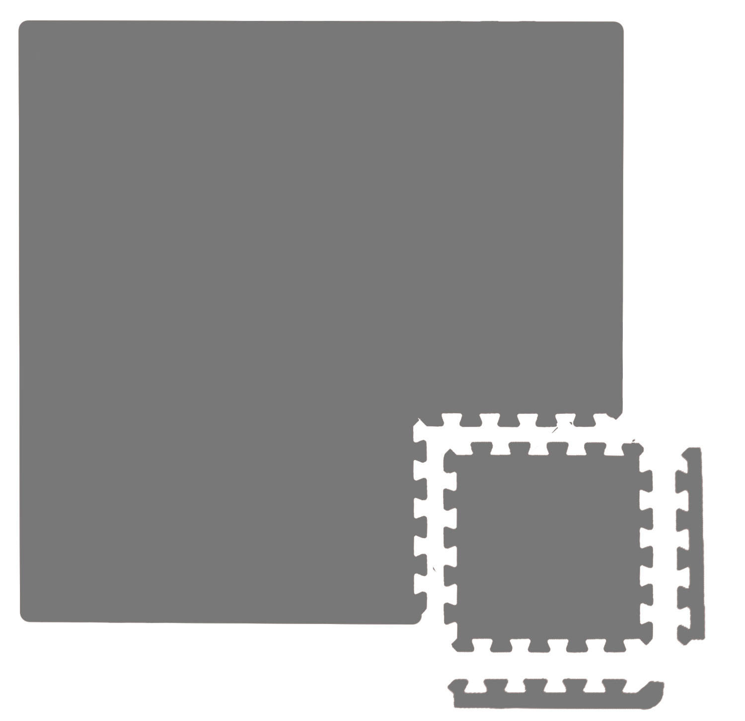 SPIELMATTE ab Null - 90/90/1 cm Puzzlematte mit Rand Grau - Grau, Kunststoff (30/30cm) - Littletom