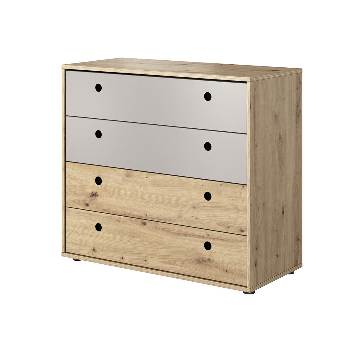 KOMMODE Kuki Bernstein Eiche / Platingrau 90 / 40 / 80 cm - Braun, Holz/Holzwerkstoff (90/80/40cm) - Feldmann-Wohnen
