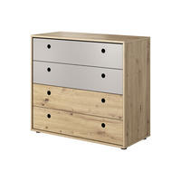 KOMMODE Kuki Bernstein Eiche / Platingrau 90 / 40 / 80 cm - Braun, Holz/Holzwerkstoff (90/80/40cm) - Feldmann-Wohnen