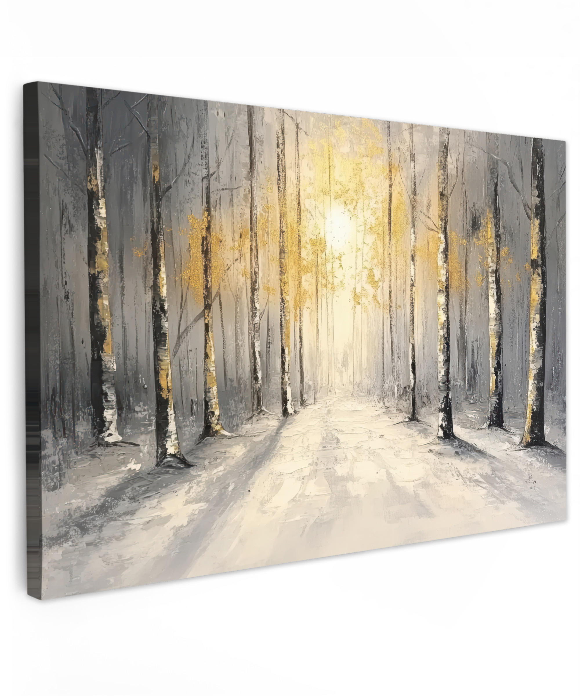 LEINWANDBILD Winter - Abstrakt - Schnee - Natur - Sonne Wohnzimmer Groß 120x80 cm - Grau, Textil (120/80cm) - MuchoWow